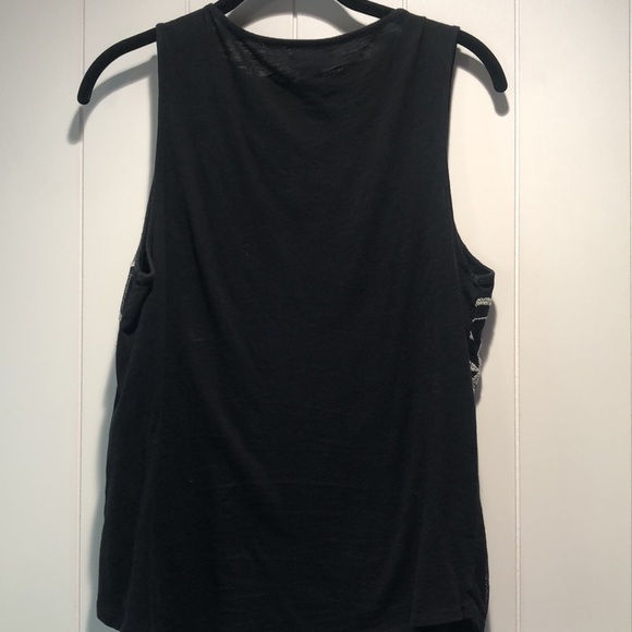 Lucky Brand black embroidered tank top mesh overlay lined XS - Picture 6 of 6